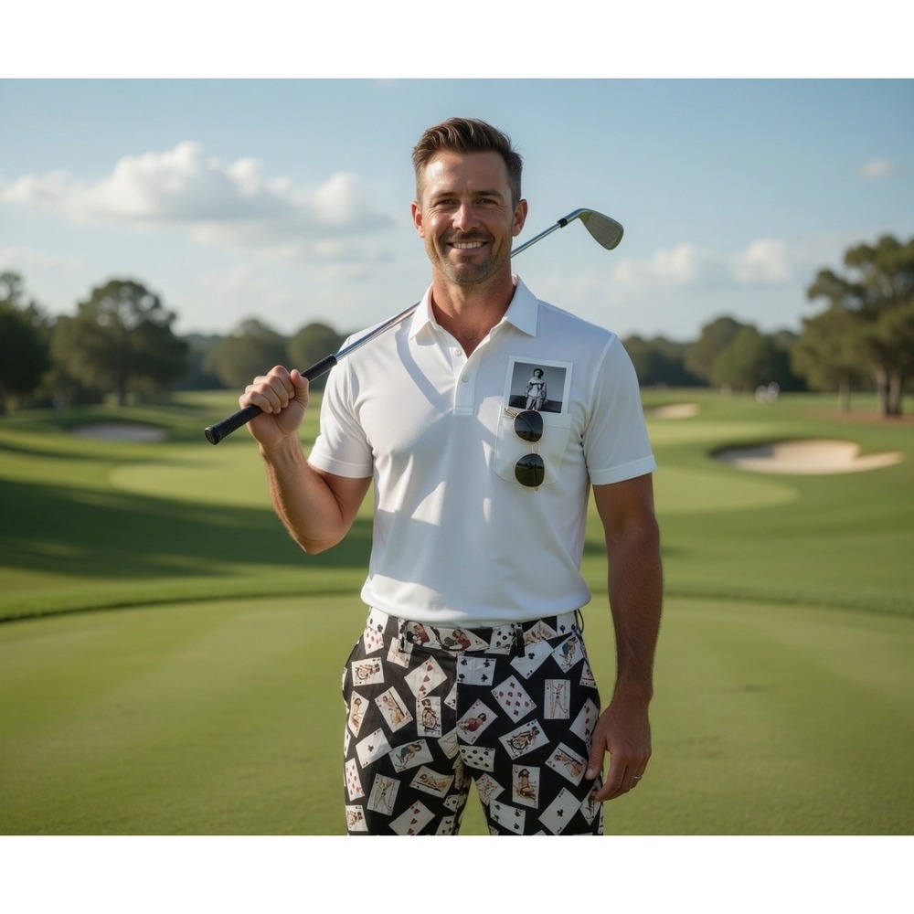 Loudmouth Golf Mens 36x30 Pin Up Girl Playing Cards Pants Black Novelty Retro